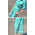 Women Casual Cotton Striped Dress with Belt